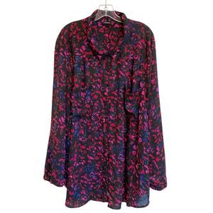 Torrid Women's Multicolor Cheetah Long Sleeve Button Up Blouse Top Plus size 6